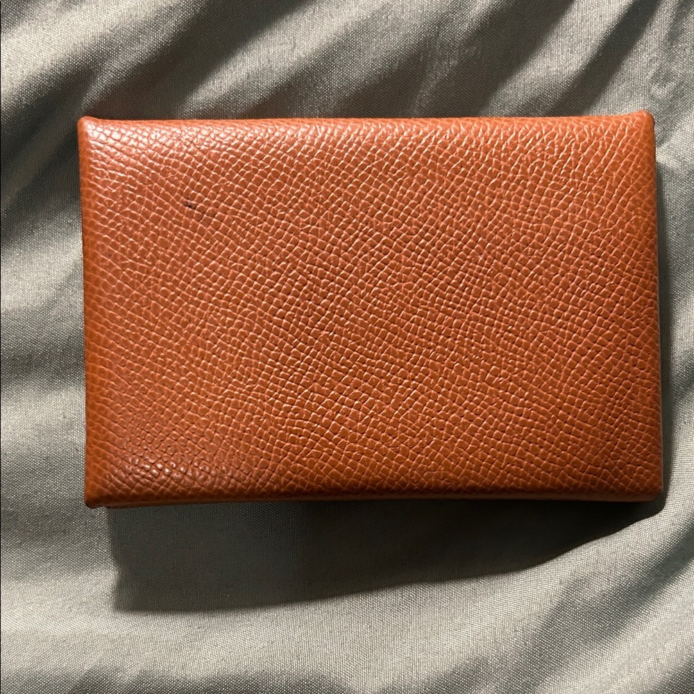 Hermes Calvi Card Holder Brown/Gold
